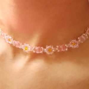 Crystal Sakura Flower Choker Necklace 🩷