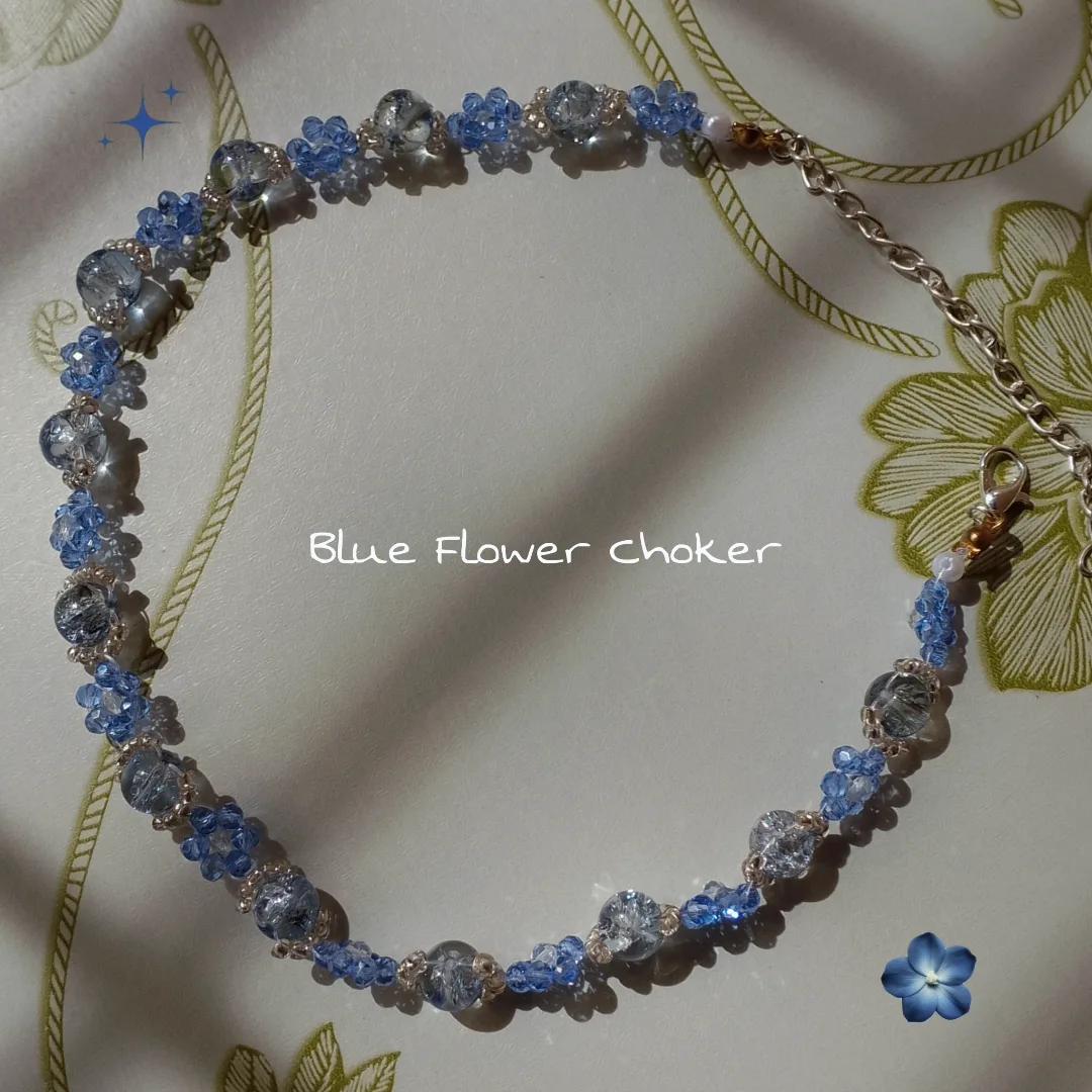 Crystal Blue Floral Choker Necklace 💙 - Image 2